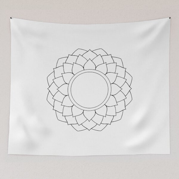 Item preview, Sahasrara Crown Chakra Line Art – Black and White Lotus Mandala Spiritual Printable designed and sold by BlackLineLab.