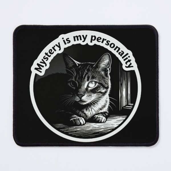 Item preview, Mystery Is My Personality Cat – Minimalist Black and White Vintage Art designed and sold by CatVibesStudio.