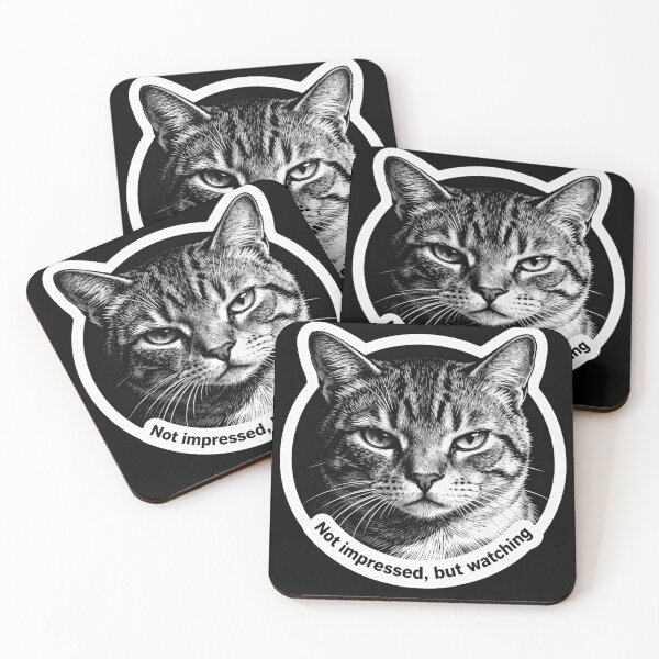 Item preview, Not Impressed but Watching Cat – Minimalist Black and White Engraving designed and sold by CatVibesStudio.