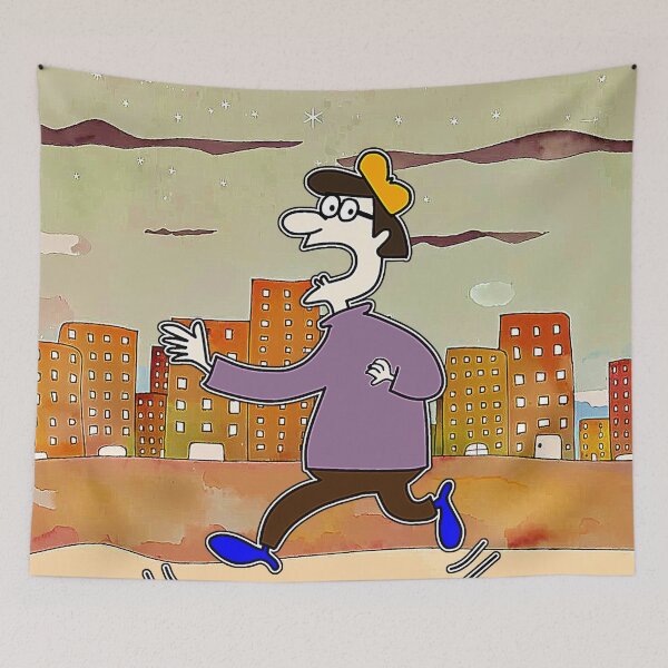 Item preview, "Cartoon Runner in Surreal Cityscape" designed and sold by nighttime1990.