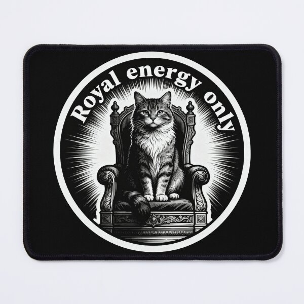 Item preview, Royal Energy Only Cat – Minimalist Black and White Vintage Engraved Art designed and sold by CatVibesStudio.