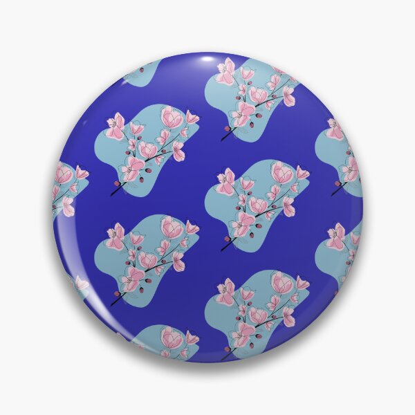 Item preview, Pink Flowers on Blue Blob - Minimalist Line Work designed and sold by RitaRuni1992.