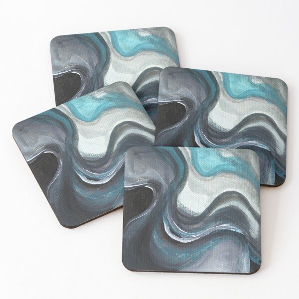 Item preview, Abstract Watercolor Flow on Textured Paper – Blue Grey Ocean Wave Painting designed and sold by BlackLineLab.