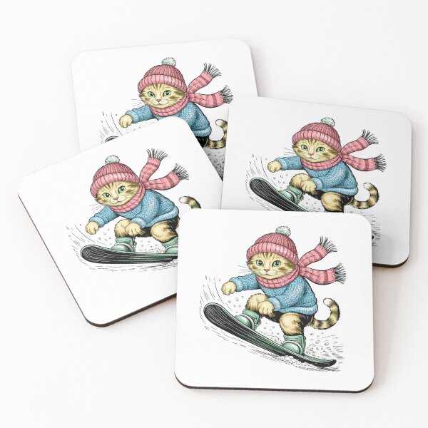 Item preview, Vintage Snowboarding Cat Illustration designed and sold by WikaKowalczyk.