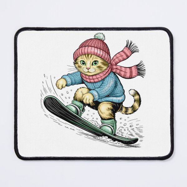 Item preview, Vintage Snowboarding Cat Illustration designed and sold by WikaKowalczyk.