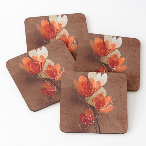 Item preview, Abstract flowers in warm earth tones – Minimalist art designed and sold by Clarity-Vault.