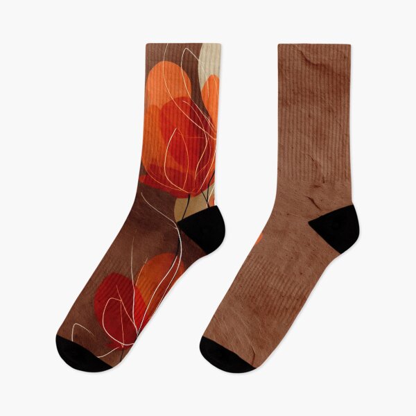 Item preview, Abstract flowers in warm earth tones – Minimalist art designed and sold by Clarity-Vault.