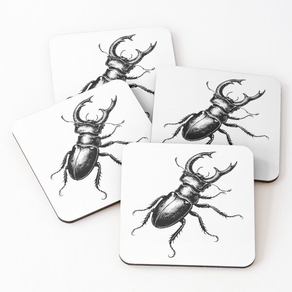 Item preview, Elegant Stag Beetle Black & White Illustration – Minimal Entomology Art designed and sold by xndrlab.