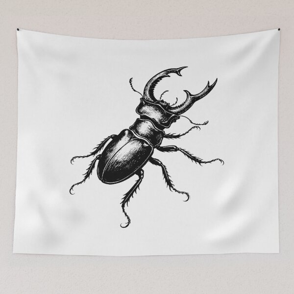 Item preview, Elegant Stag Beetle Black & White Illustration – Minimal Entomology Art designed and sold by xndrlab.