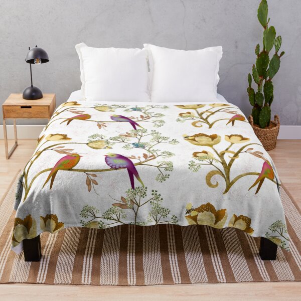 Item preview, Golden Meadow Songbirds A Whimsical Chinoiserie Botanical designed and sold by phatlizzardart.