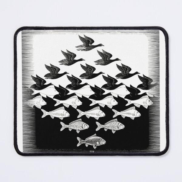 Item preview, M.C. Escher, Sky and Water, Surreal Bird Fish Tessellation Decor designed and sold by Artistic Gift Print.