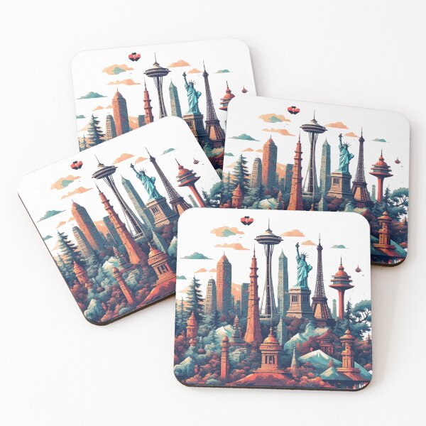 Item preview, Iconic Global Landmarks: A Vibrant Collage designed and sold by sanorastyle.