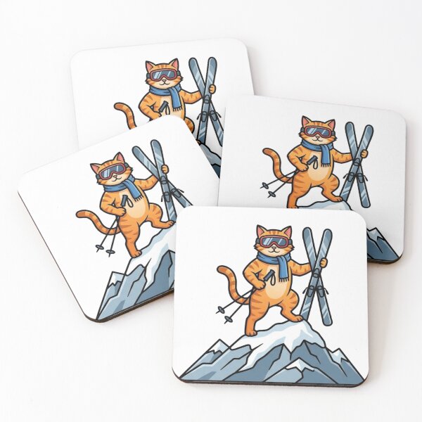 Item preview, Cool Ginger Cat Skier on Mountain Peak designed and sold by HappySproutArt.