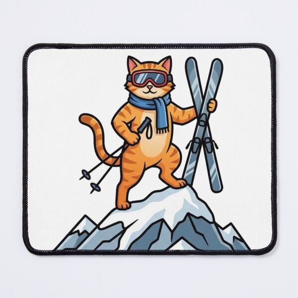Item preview, Cool Ginger Cat Skier on Mountain Peak designed and sold by HappySproutArt.