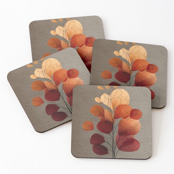 Item preview, Abstract leaves in warm earth tones – Minimalist art designed and sold by Clarity-Vault.