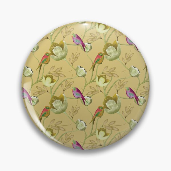 Item preview, Golden Aviary Elegant Songbirds and Ochre Blooms designed and sold by phatlizzardart.