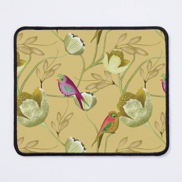Item preview, Golden Aviary Elegant Songbirds and Ochre Blooms designed and sold by phatlizzardart.