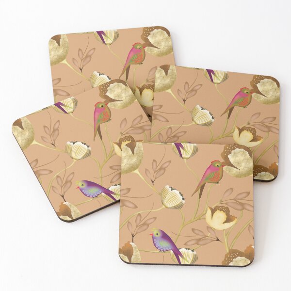 Item preview, Golden Aviary Elegant Songbirds and Ochre Blooms designed and sold by phatlizzardart.