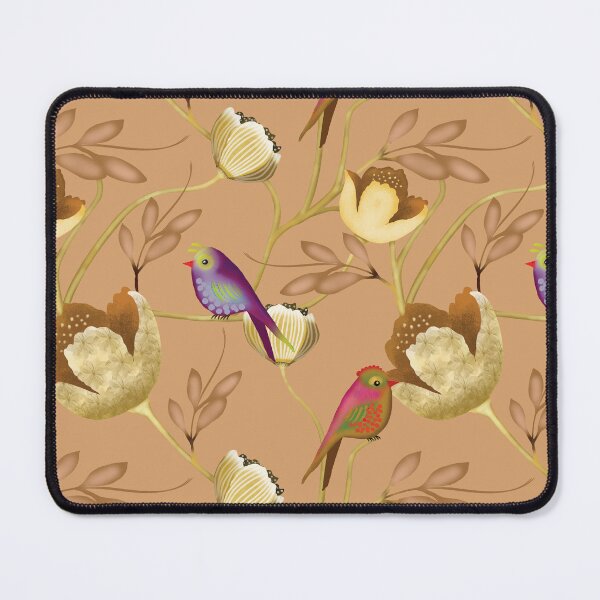 Item preview, Golden Aviary Elegant Songbirds and Ochre Blooms designed and sold by phatlizzardart.