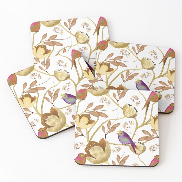 Item preview, Golden Aviary Elegant Songbirds and Ochre Blooms designed and sold by phatlizzardart.