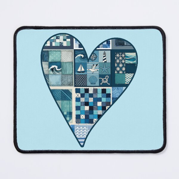 Item preview, Coastal Nostalgia Patchwork Heart - Faux Patchwork - Coastal Love Art Print 1/4 designed and sold by Beachy.