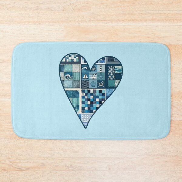 Item preview, Coastal Nostalgia Patchwork Heart - Faux Patchwork - Coastal Love Art Print 1/4 designed and sold by Beachy.