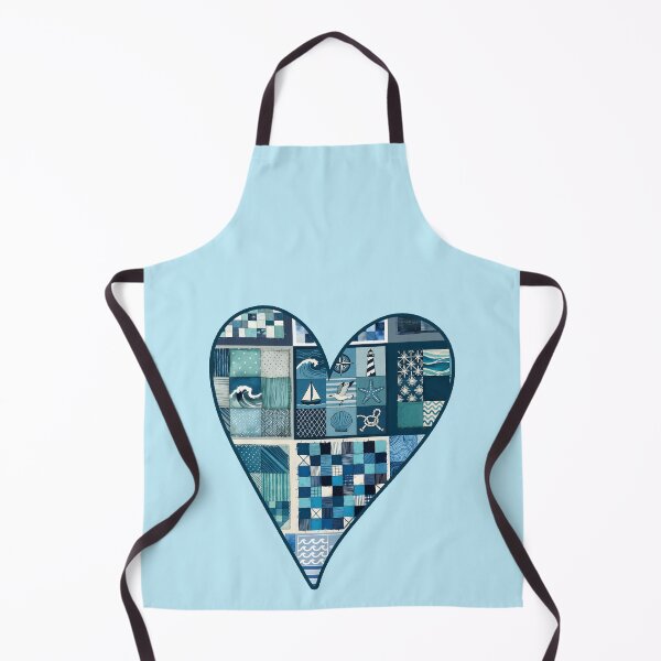 Item preview, Coastal Nostalgia Patchwork Heart - Faux Patchwork - Coastal Love Art Print 1/4 designed and sold by Beachy.