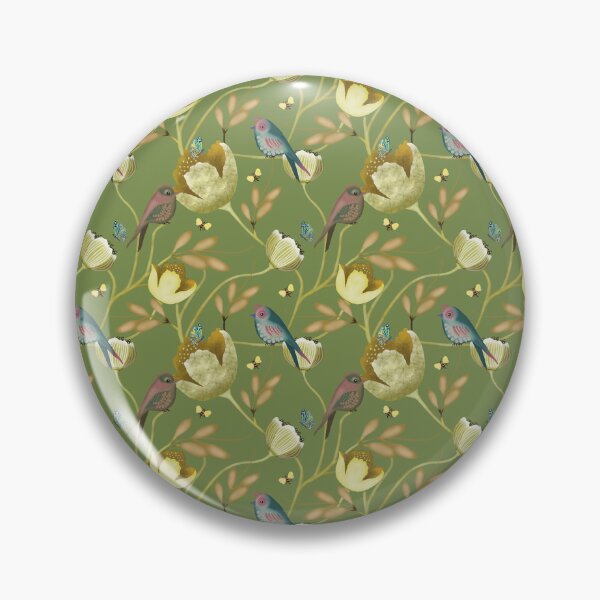 Item preview, Golden Aviary Elegant Songbirds and Ochre Blooms designed and sold by phatlizzardart.