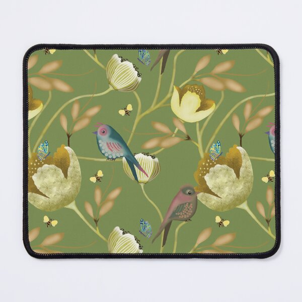 Item preview, Golden Aviary Elegant Songbirds and Ochre Blooms designed and sold by phatlizzardart.