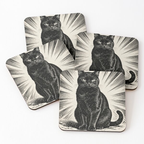 Item preview, I Am Not Your Luck Cat – Black and White Vintage Engraving Attitude Art designed and sold by CatVibesStudio.
