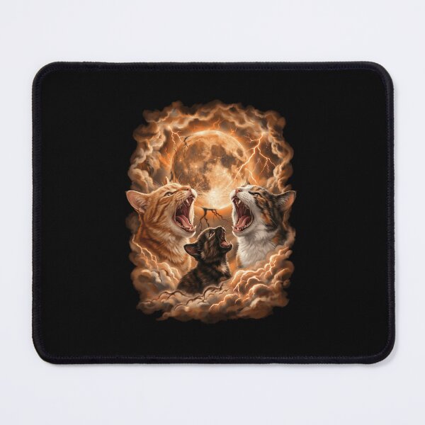 Item preview, Three Cats Howling Under Fiery Orange Moon designed and sold by SkeletonsDanger.