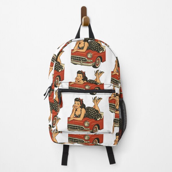 Item preview, Rockabilly pin-up on a vintage car in retro style designed and sold by Pineapple-Tree.