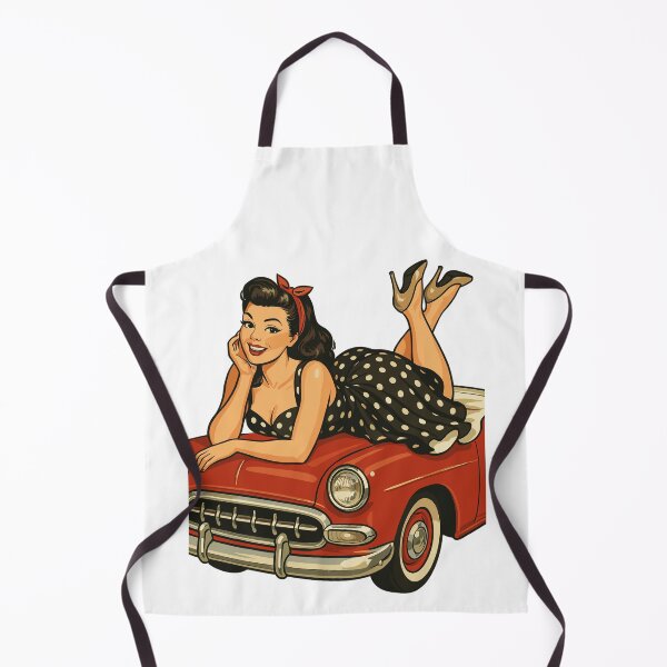 Item preview, Rockabilly pin-up on a vintage car in retro style designed and sold by Pineapple-Tree.
