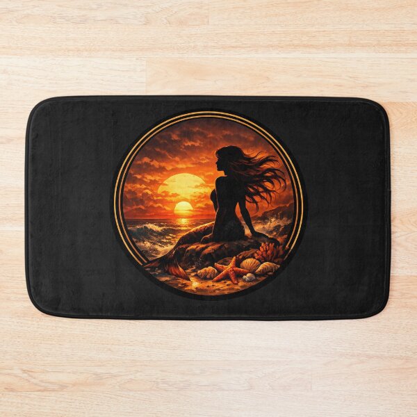 Item preview, Cinematic Mermaid Sunset – Golden Horizon Circle Art designed and sold by TheJoyfulPen.