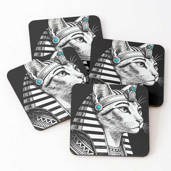 Item preview, Pharaoh Cat Profile – Egyptian Mythology Minimalist Engraving Art designed and sold by CatVibesStudio.