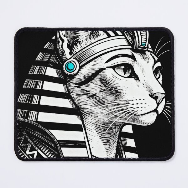 Item preview, Pharaoh Cat Profile – Egyptian Mythology Minimalist Engraving Art designed and sold by CatVibesStudio.