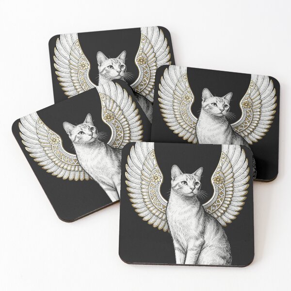 Item preview, Winged Egyptian Cat – Sacred Mythical Feline Minimalist Art designed and sold by CatVibesStudio.
