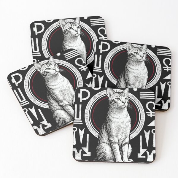 Item preview, Sacred Geometry Egyptian Cat – Minimalist Mystic Black and White Art designed and sold by CatVibesStudio.
