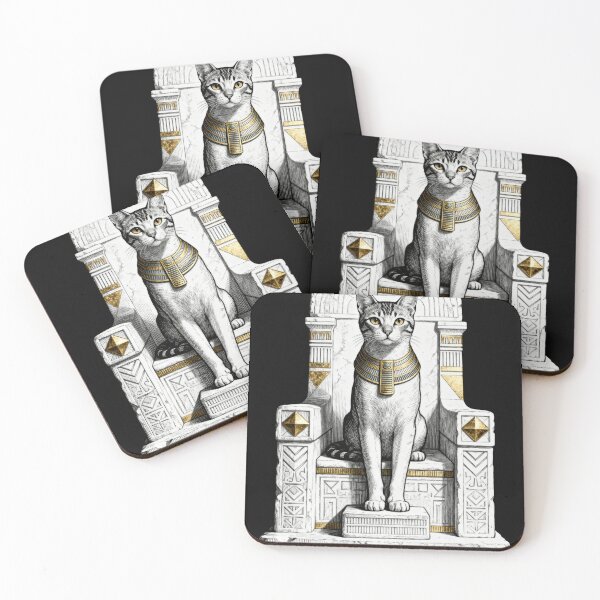 Item preview, Bastet Throne Cat – Egyptian Goddess Inspired Minimalist Art designed and sold by CatVibesStudio.