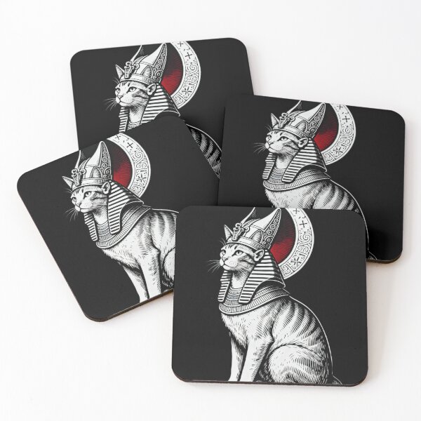 Item preview, Crescent Moon Egyptian Cat – Mystic Minimalist Black and White Art designed and sold by CatVibesStudio.