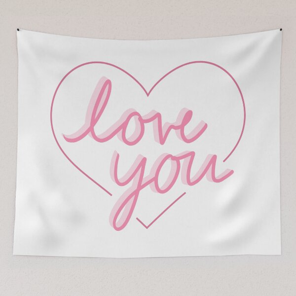 Item preview, Love You Heart Pink Script Cursive Romantic Hand Lettering Aesthetic designed and sold by Nesstitches.