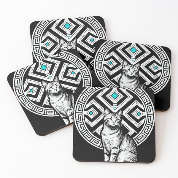 Item preview, Egyptian Mandala Cat – Sacred Minimalist Black and White Mystic Art designed and sold by CatVibesStudio.