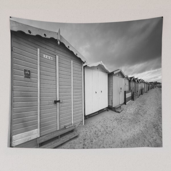 Item preview, English Beach Huts Monochrome designed and sold by Londonimages.