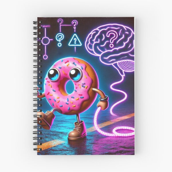 Item preview, Follow My Brain – Confused Donut on a Leash | Neon Overthinking Meme Art designed and sold by ComedyInkFactor.