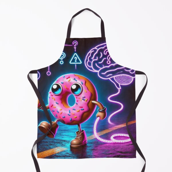 Item preview, Follow My Brain – Confused Donut on a Leash | Neon Overthinking Meme Art designed and sold by ComedyInkFactor.