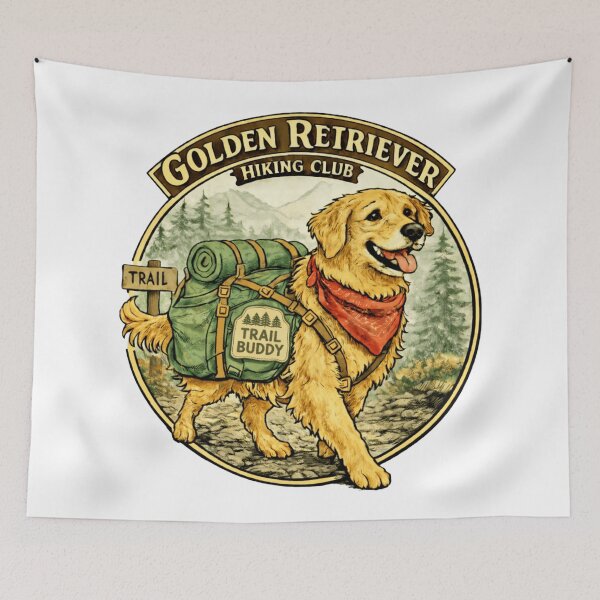 Item preview, Golden Retriever Hiking Club Mountain Dog Patch designed and sold by Envision Designs.