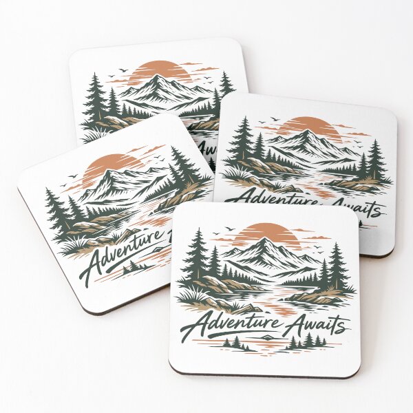 Item preview, Adventure Awaits – Mountain Sunset Vector Illustration designed and sold by Weasel Graphix.