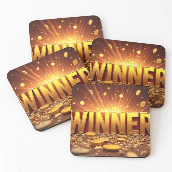 Item preview, Golden winner text with coins and confetti celebrating success designed and sold by Creative88Art.