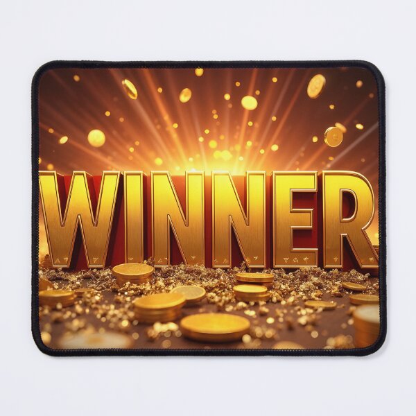 Item preview, Golden winner text with coins and confetti celebrating success designed and sold by Creative88Art.