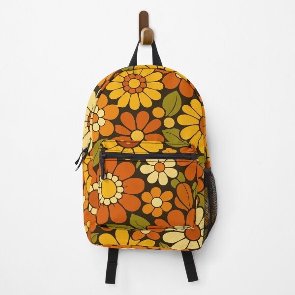 Item preview, Retro 70s Floral Pattern - Groovy Orange and Gold Mod Daisies designed and sold by Far Out Goods.